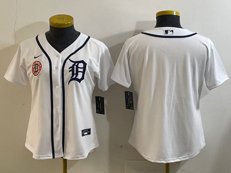 Women Detroit Tigers Blank White Game 2025 Nike MLB Jersey style 4->women mlb jersey->Women Jersey